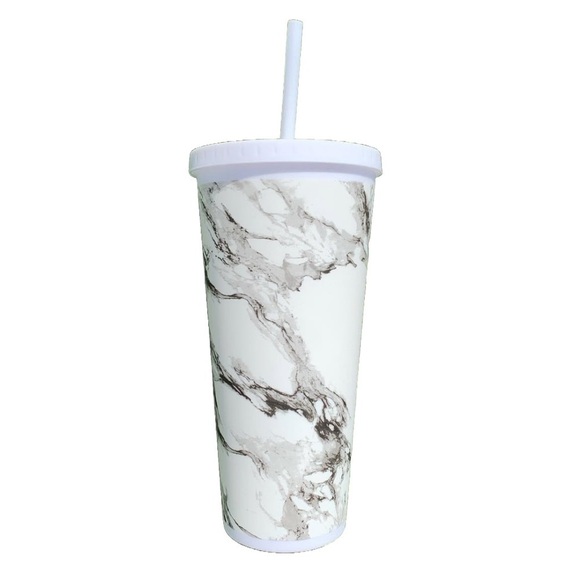 Other - Marble Design Tumbler with Straw